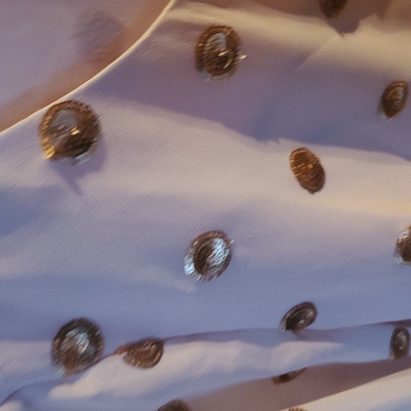 Talbots Elegant Blush with Gold Accents Lined Long Slv Event Sz. S Blouse Top - Picture 4 of 13